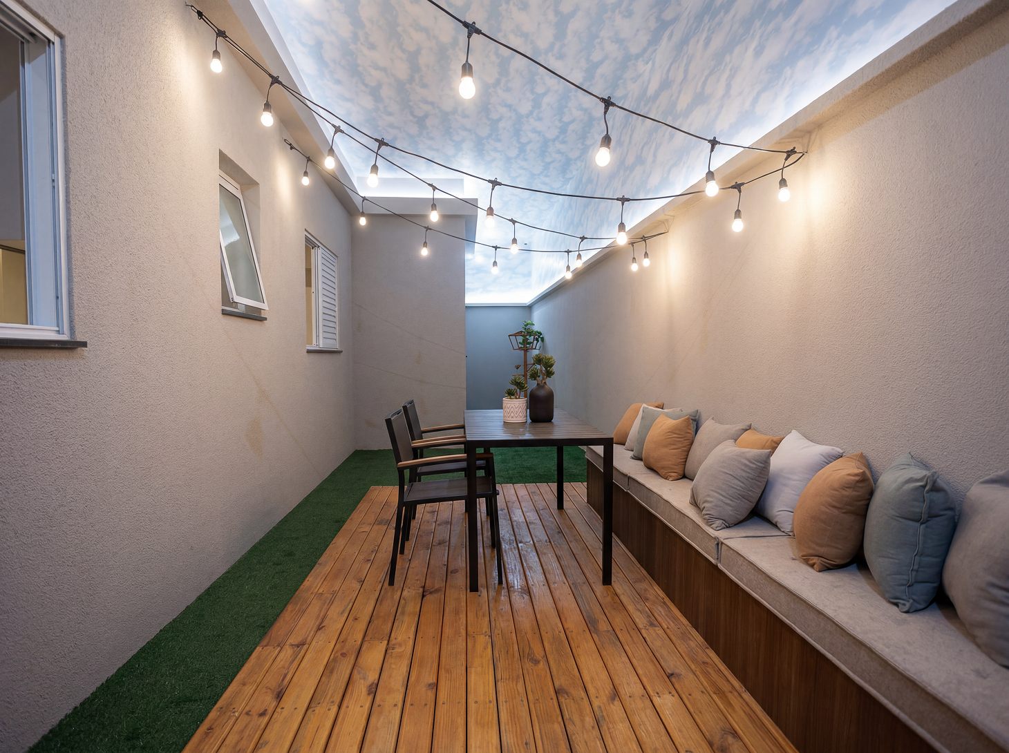 Varanda decorada do apartamento Bella Vida Graminha