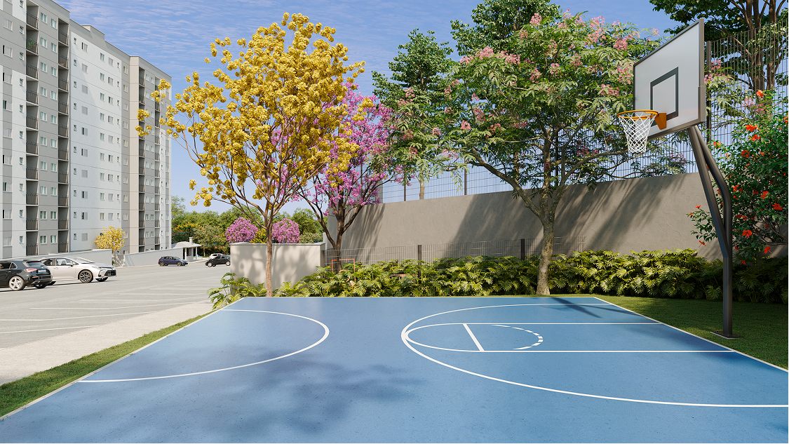 Mini quadra de basquete do condomínio Bella Vida Graminha
